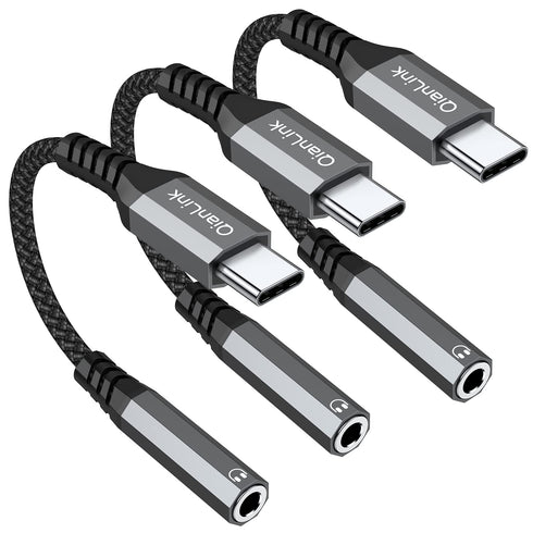 USB Type C to 3.5mm Female Headphone Jack Adapter, (3-Pack) USB C to Aux Audio Dongle for iPhone 15 Plus, Samsung Galaxy