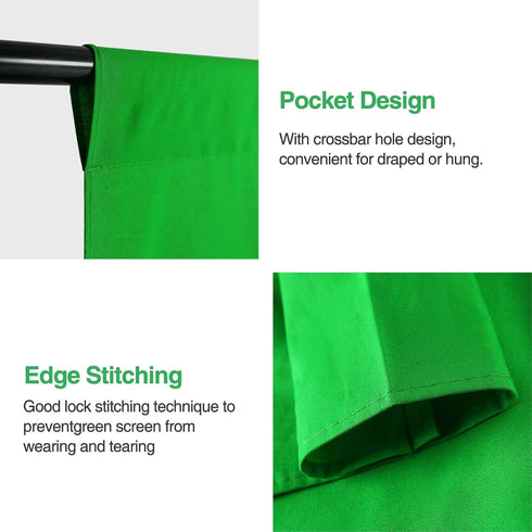 8x10ft Green Screen Backdrop, (WxH) Photography Chromakey Greenscreen Background Sheet, Polyester Collapsible Green