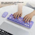 Sanpyl 2.4GHz Keyboard Mouse Combo, Cute Retro 68 Round Keycaps Keyboard, 3 DPI Mouse, USB Receiver Compatible