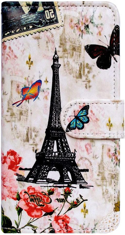 Case for Galaxy A71 5G - Paris Tower Butterfly Leather Flip Wallet Cover with Card Slot Holder