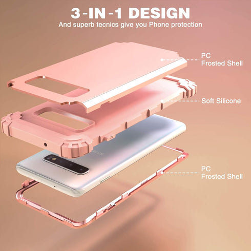 IDweel for Galaxy S10 Plus Case, 3 in 1 Shockproof Slim Fit Hybrid Heavy Duty Protection Hard PC Cover for Women Girls,