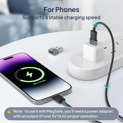 Basesailor USB to USB C Adapter 3 Pack, Type C Female to A Male Car Charger, USBC Converter for iPhone, iWatch, Samsung