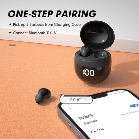 Invisible Mini Earbuds Wireless Bluetooth, Tiny Discreet Hidden Earbuds for Work, IPX5 Waterproof for Small Ear Canals
