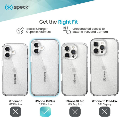 Speck 16 Clear iPhone Plus Case - Slim GemShell - Clear/Platinum Glitter