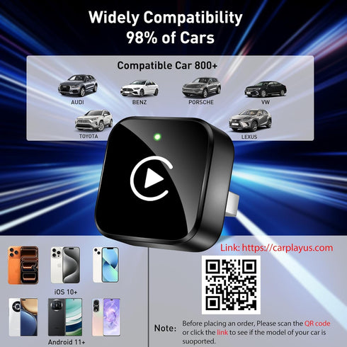 iGENJUN 2026 Wireless CarPlay Adapter Upgrade Mini Design, USB/USB-C Plug & Play Converts CarPlay to Wireless - Easy