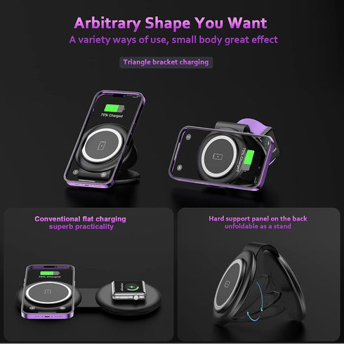 UCOMX Nano Mini Magnetic 2 in 1 Wireless Charger, Traveler Wireless Folding Charging Station for iPhone 12/13/14/15/16