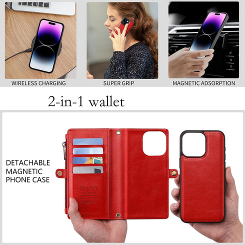 Compatibility: Flip Case for iPhone 12 Pro Max (6.7 Inch Display, Released 2020), Supports Wireless Charging, Red