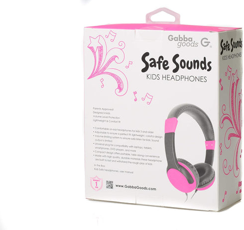 Gabba Goods Kids Safe Sound Adjustable, Foldable 3.5mm Wired Over-Ear Headphones with Printed Design