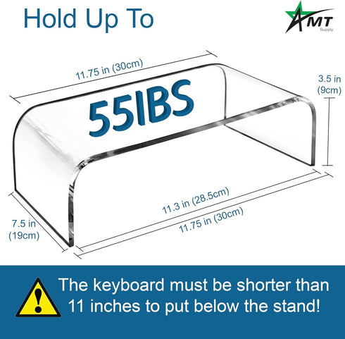 AMT Acrylic Laptop Monitor Stand & Computer Riser with Cat Keyboard Protector, Space-Saving Design, Extra Storage
