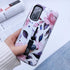 Compatible Samsung Galaxy S20 Case with Finger Grip, 3D Embossed Pink Flowers White Shell Design, Rugged Shockproof