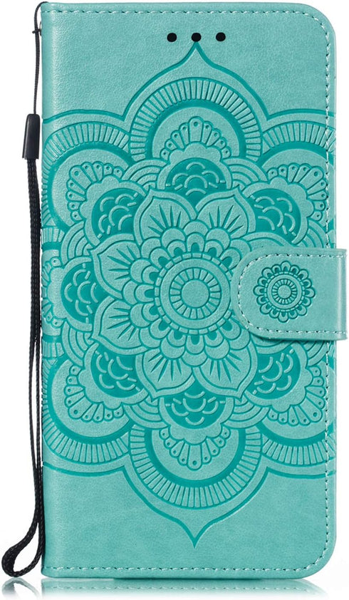 LEECOCO Mandala Embossing Luxury PU Leather Flip Case for Samsung A10E, Magnetic Stand Card Slot Folio
