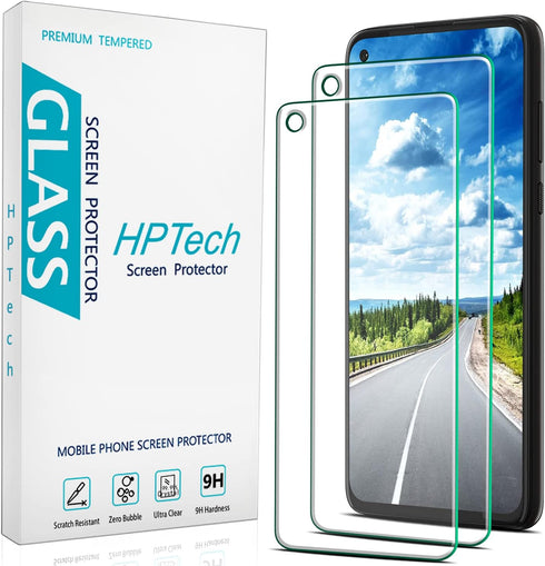HPTech (2 Pack) Screen Protector for Motorola Moto G Stylus (2020) - Tempered Glass, Anti Scratch, Bubble Free, Case