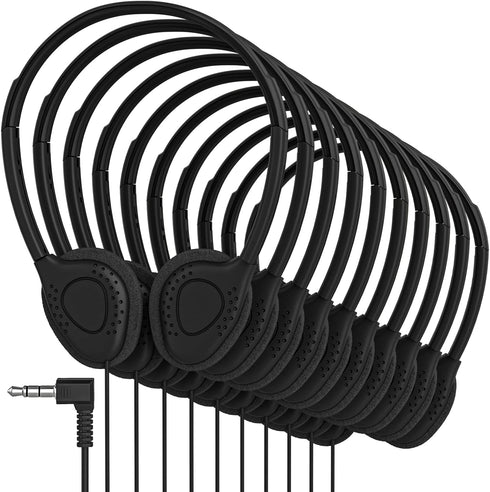 Maeline Bulk Headphones with 3.5 mm Headphone Plug - 20 Pack - Black