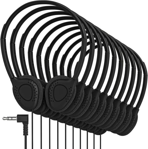 Maeline Bulk Headphones with 3.5 mm Headphone Plug - 20 Pack - Black