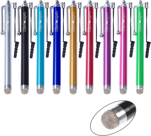 Wisdompro Stylus Pens - 9 Pack Universal Microfiber Tip Stylus with Lanyard Tether for All Touchscreen Devices