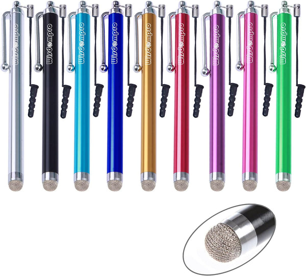 Wisdompro Stylus Pens - 9 Pack Universal Microfiber Tip Stylus with Lanyard Tether for All Touchscreen Devices
