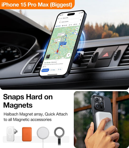 TORRAS Ultra-Thin Magnetic Slim-Fit Case for iPhone 15 Pro Max, Lightweight Anti-Scratch Matte Hard Case 6.7 inch, Black