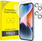 JETech 2-Pack Full Coverage Tempered Glass Screen Protector for iPhone 14 6.1" with HD Clear Camera Lens Protector.