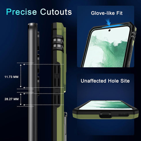 DEERLAMN Case for Samsung Galaxy S23 FE with Slide Camera Cover + Screen Protector, Olive Green Shockproof