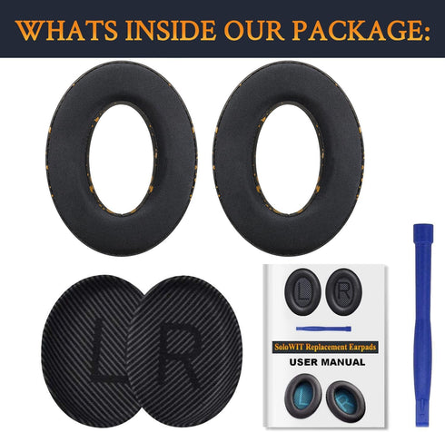SoloWIT Cooling-Gel Ear Pads for Bose QuietComfort 35/QC35 II, Replacement Cushions with Noise Isolation Foam