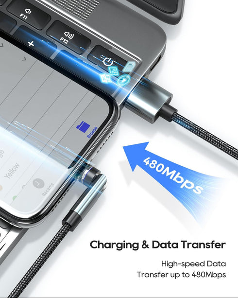 Kuulaa 7PIN Magnetic Charging Cable, 540° Rotating Magnetic Phone Charger 2Pack, 6FT Fast Charging Cable