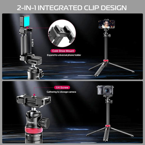 ULANZI MT-44 59" 2 1 360 Extendable Phone Tripod, Selfie Stick Vlog Stand with in Phone Clip, Ball Head Camera Tripod