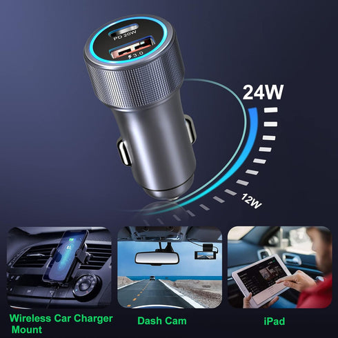 Bangfun 5 Pack USB C Car Charger, 36W Dual USB Adapter Fast Charge PD&QC 3.0 Compatible with iPhone 15/14/13/12/11 Pro