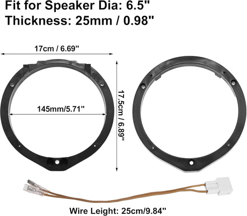 uxcell 6.5" Car Speaker Adapter Spacer Ring with Wire Combination for Honda Accord 2008-2019