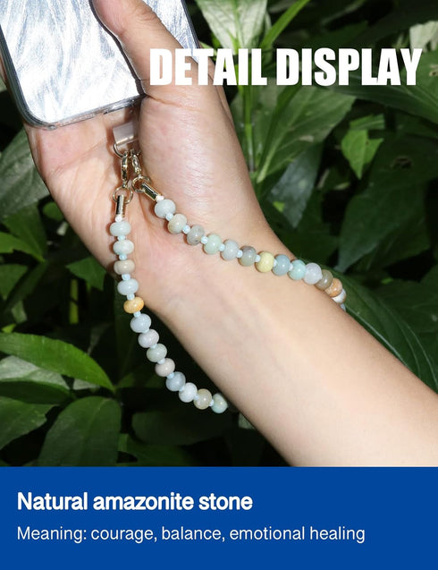 CH.yishi Handmade Natural Gemstone Beaded Charm Cell Phone Camera Lanyard, Wrist Strap, Phone Chain String, Keychain