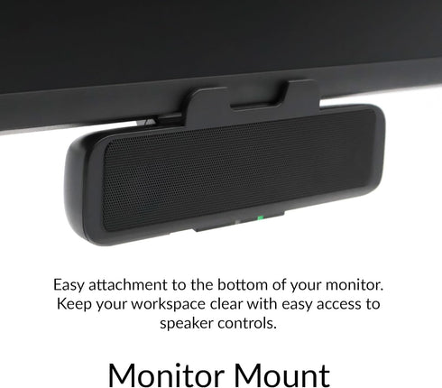 Cyber Acoustics USB Speaker Bar (CA-2890) Stereo USB Powered Speaker with Convenient Controls, Clamps to Monitor