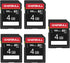 EASTBULL 5-Pack SD Card 4GB Class 10 U1 V30 High-Speed 100MB/s Read SDHC Memory Card for Camera, Full HD Video