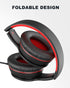 ELECDER i45 Foldable On-Ear Headphones - Portable Stereo Bass with Microphone, 1.5M Cord, 3.5MM Jack - Red
