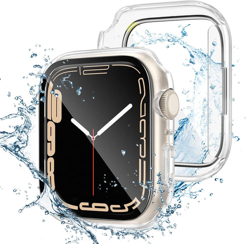 Tensea Waterproof Apple Watch Screen Protector Case for Series 9/8/7, 41mm, Tempered Glass Film, Sweatproof Bumper
