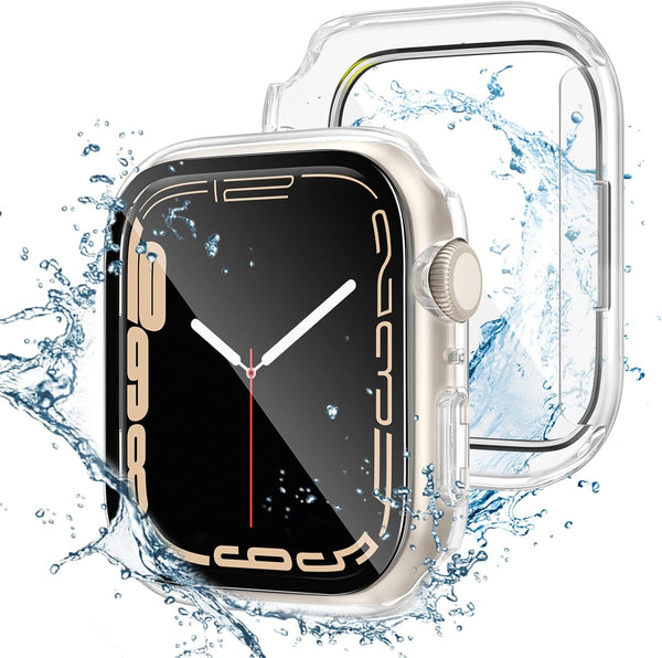 Tensea Waterproof Apple Watch Screen Protector Case for Series 9/8/7, 41mm, Tempered Glass Film, Sweatproof Bumper