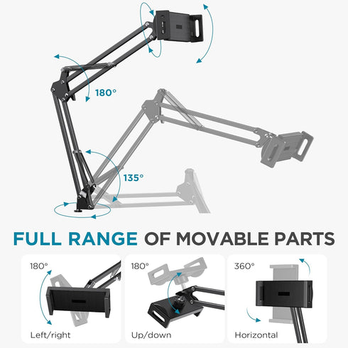 InnoGear Tablet Floor Stand, Overhead Bed Phone Stand Adjustable Holder Universal Floor Stand Compatible with iPhone