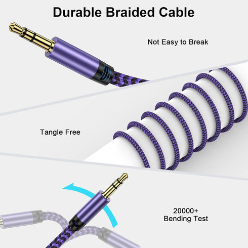 3.5mm Audio Cable, 5FT 2Pack Aux Cord 3.5 mm Male to Male Car Stereo Jack Cord TRS Auxiliary Audio Cable, Hi-Fi Sound