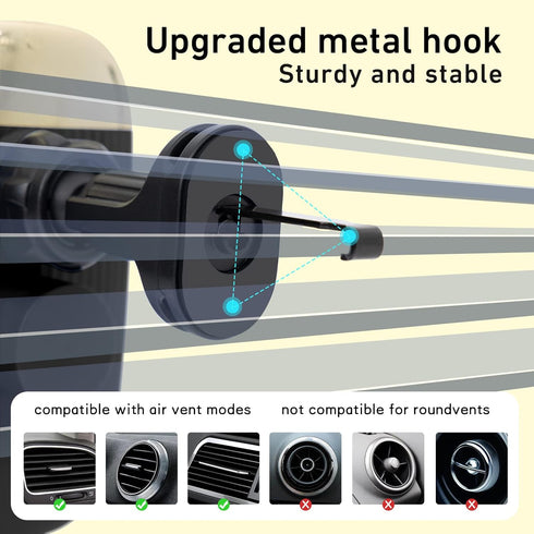 Wireless Car Charger Mount, 15W Qi Fast Charger with Smart Sensor Air Vent, Automatic Clamping Phone Holder for iPhone