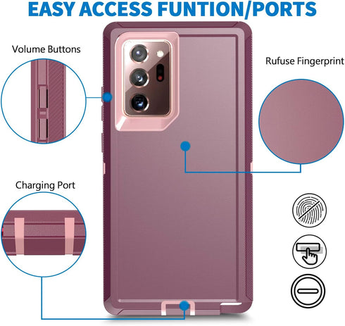 Anloes Heavy Duty Case for Samsung Galaxy Note 20 Ultra 5G, Shockproof Dustproof Rugged Defender Protective Cover