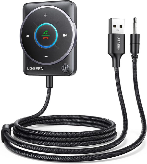 UGREEN Bluetooth 5.4 Aux Car Adapter, Enhanced Connection & Noise Cancellation, Plug & Play for Car Audio