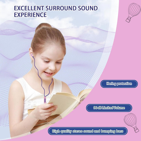 Donut Kids Earbuds, Wired Earphones & in-Ear Headphones with Microphone, Lovely Storage Case, Gifts for School, Purple