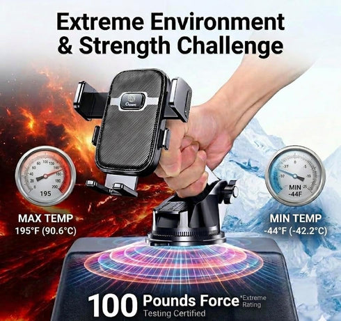 Osswe [2026 3-in-1 100lbs 360 Upgraded Car Phone Mount - Suction Force & Metal Spiral Hook Vent Clip - Military Grade