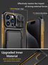 Vihibii Wallet Case for iPhone 15 Pro Max, Black with Card Holder (4 Cards), Slide Camera Cover & Kickstand, Military