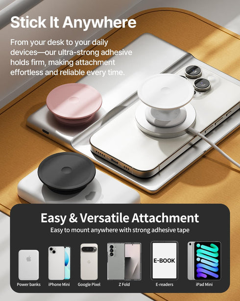 Sinjimoru for Soft Silicone Phone Grip Stand, Strong Adhesive Slim Holder for Comfortable One-Hand Use on Any