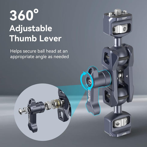 SMALLRIG 1/4 Camera Magic Arm, Flexible Articulating Arm with Screws, Field Monitor Mount with Dual Ballhead, Aluminum