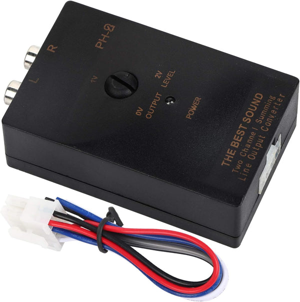 aqxreight Speaker Level Converter, Car Output Stereo Speaker High to Low Level Converter with Delay Function