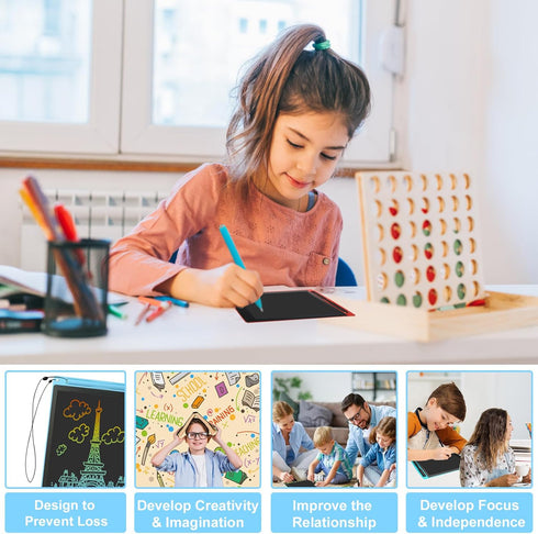 Replacement Stylus Drawing Pen for LCD Writing Tablets - 6 Elastic Lanyards, Colorful Stylus Pen for Kids Drawing