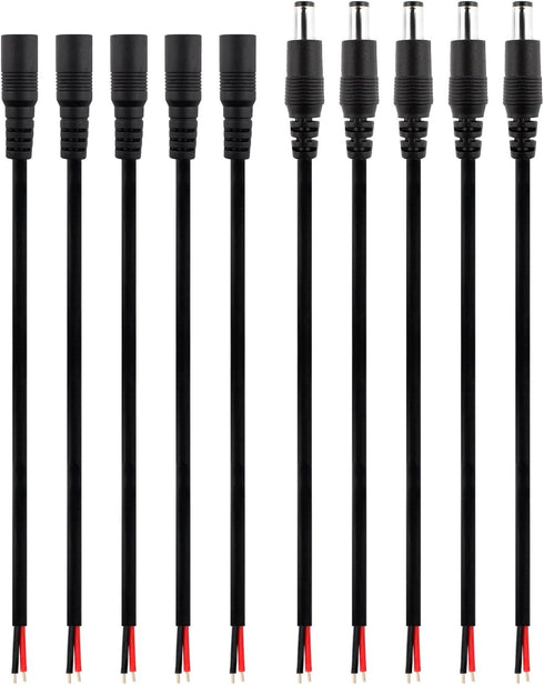 SIM&NAT DC Barrel Power Plug Pigtail Cable, 2.1mm x 5.5mm Male Female Barrel Jack Connector Cord (5.9 inch / 15 cm)