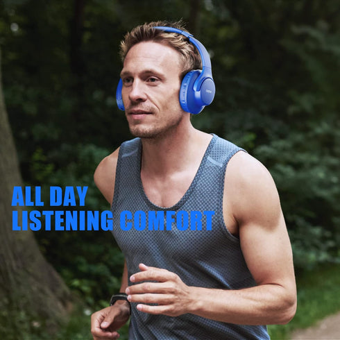 KVIDIO Updated Bluetooth Headphones Over Ear, 65 Hours Playtime, Wireless with Microphone, Foldable Lightweight, HiFi