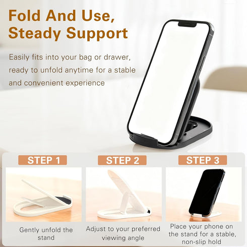 Attkryy 6-Pack Portable Phone & Tablet Stand(Black&White), Foldable Multi-Angle Desk Holders, Adjustable Universal