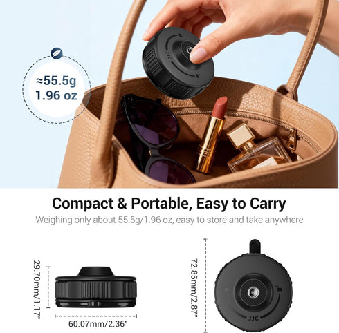 JJC 1/4" 4/3, 6/5 Pro/4, 13, Insta360 X5 Portable Camera Suction Cup Mount with Female Hole, Twist-Lock Vacuum Suction